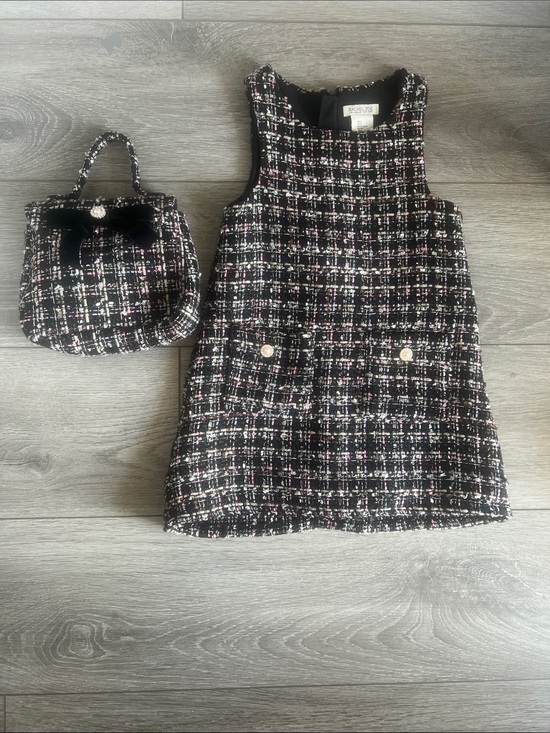 Rachel Zoe Other - Rachel Zoe Black Tweed Girls' Dress with Pink & White Accents and Matching Purse